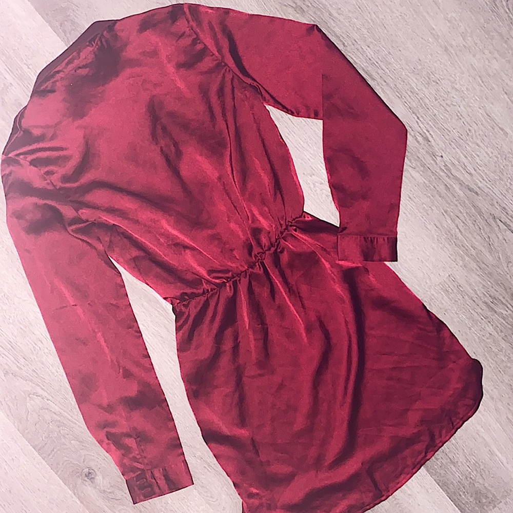 PRETTYLITTLETHING Dark Red Satin Dress Women’s - Picture 8 of 10
